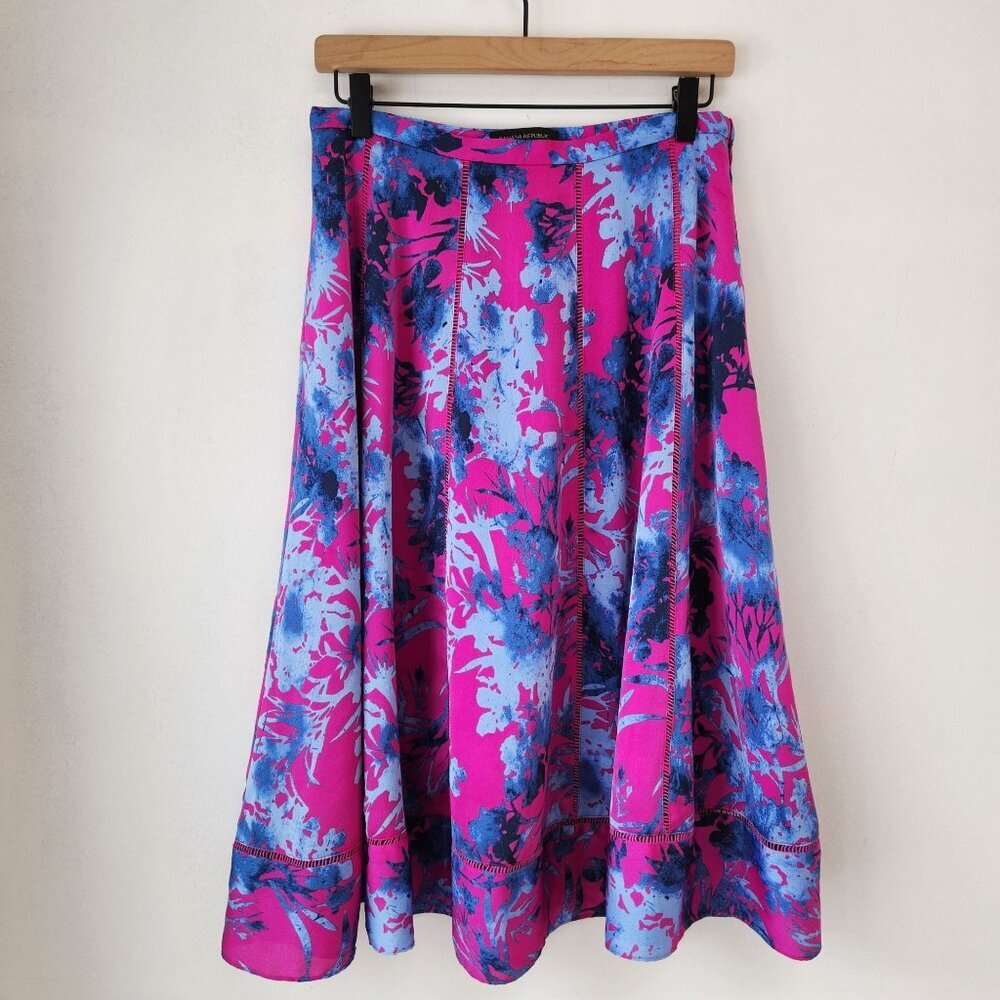 Banana Republic Bold Floral Midi Skirt Full Twirl Skater Circle Summer Women's 2